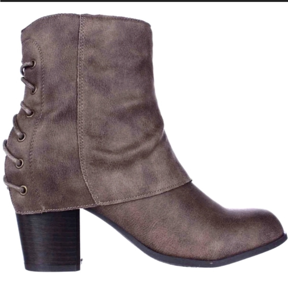 Fergalicious Trina Corset Lace Spat Heeled Booties 7.5 Bohemian Western Neutral - Picture 16 of 16